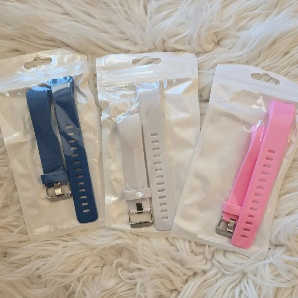 Set of Three Replacement Watch Bands - Blue, White, Pink